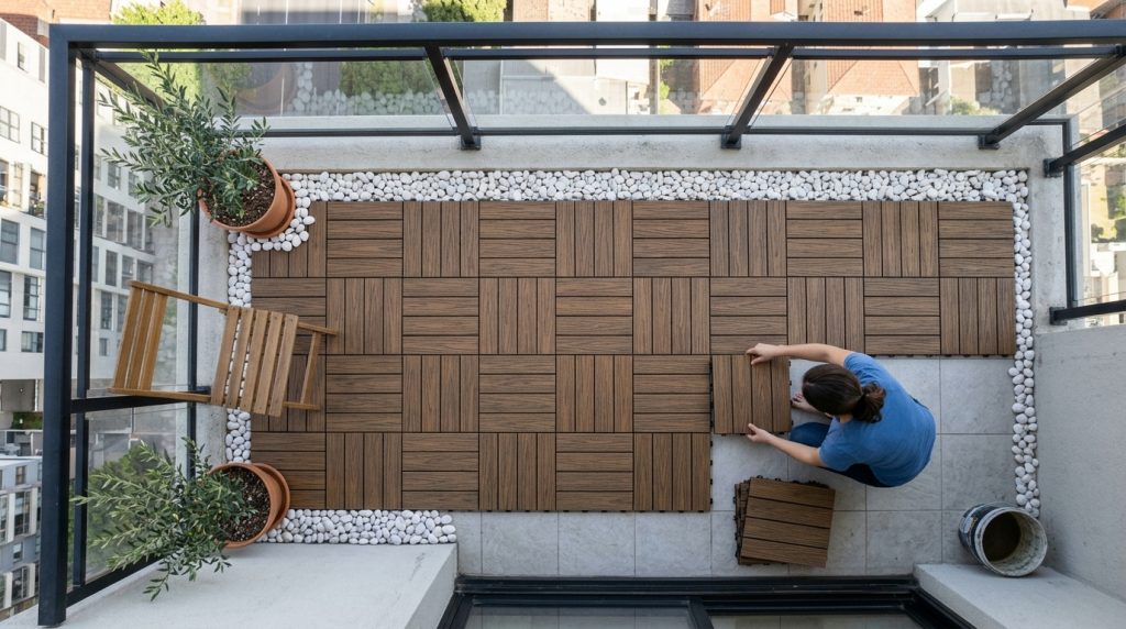 Tự tay làm đẹp ban công: Giải pháp lót sàn DIY siêu tốc với vỉ gỗ nhựa