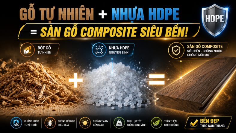 Sự Kết Hợp Hoàn Hảo Giữa Mạt Gỗ Tự Nhiên Và Nhựa Siêu Bền HDPE!
