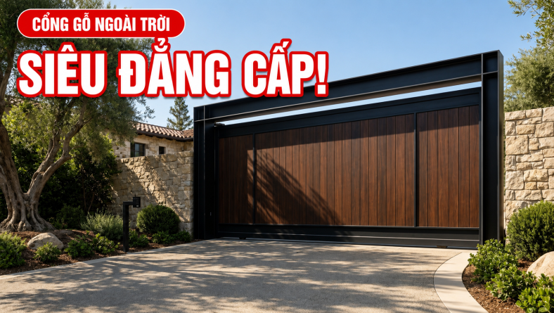 Cổng gỗ nhựa ngoài trời: Top 5 Mẫu thiết kế siêu VIP 2026