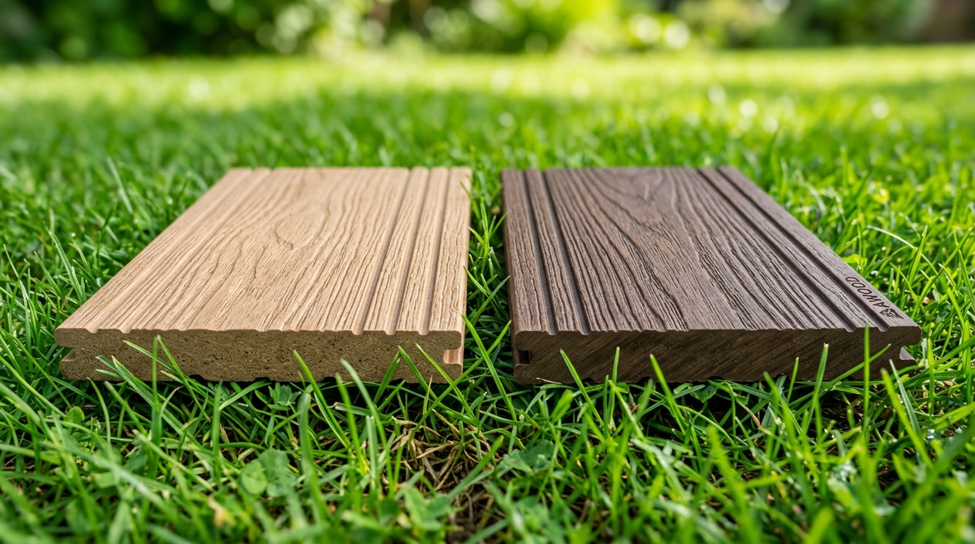 Sàn AWOOD hệ màu Wood hay Coffee hợp với sân vườn hơn? 3 So sánh thực tế mặt cắt sàn gỗ AWOOD hệ màu Wood và Coffee