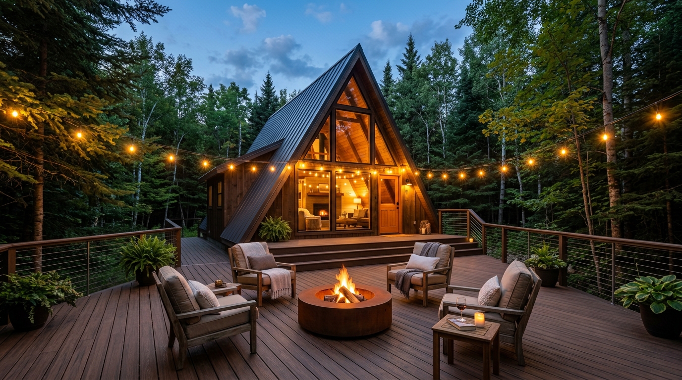 Hàng hiên Cabin lót sàn gỗ nhựa ngoài trời