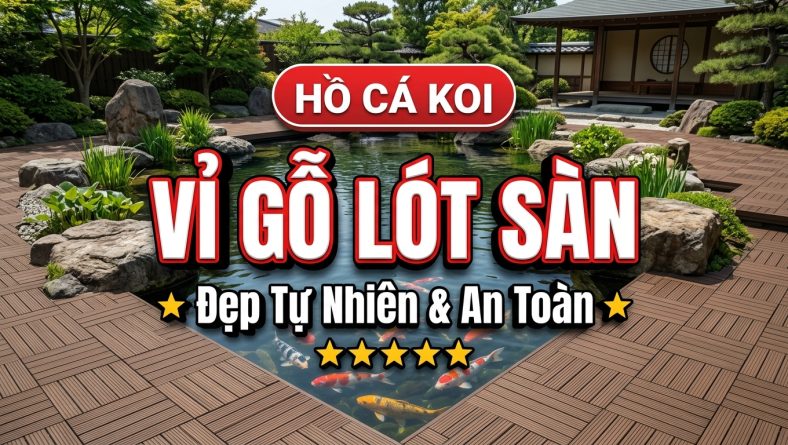 Làm sao để lót vỉ gỗ quanh hồ cá Koi vừa đẹp tự nhiên vừa an toàn?