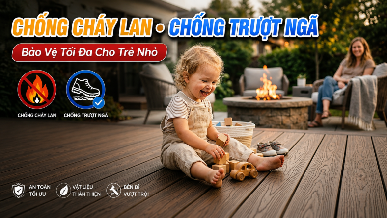 Chống Cháy Lan, Chống Trượt Ngã – Sàn AWOOD Bảo Vệ Tối Đa Cho Trẻ Nhỏ!