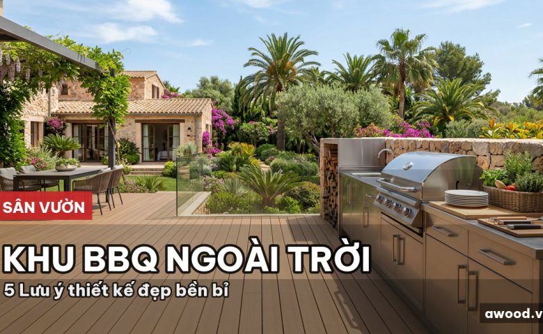 Không gian sàn gỗ nhựa ngoài trời sang trọng của biệt thự hiện đại
