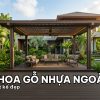 Giàn hoa pergola gỗ nhựa ngoài trời sang trọng trong sân vườn biệt thự hiện đại