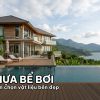 Toàn cảnh hồ bơi vô cực biệt thự hiện đại lát sàn gỗ nhựa sang trọng