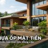 Mặt tiền biệt thự hiện đại ốp gỗ nhựa composite màu ấm sang trọng dưới ánh nắng