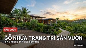 Cảnh sân vườn biệt thự sang trọng lát sàn gỗ nhựa ngoài trời cao cấp