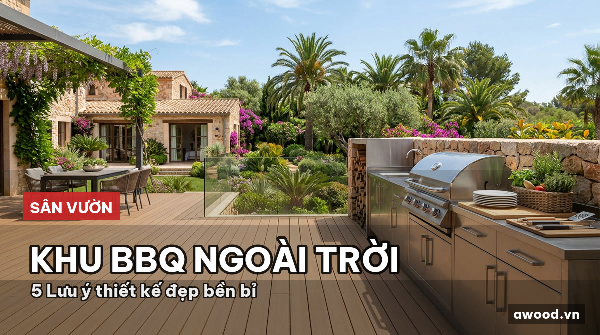 Không gian sàn gỗ nhựa ngoài trời sang trọng của biệt thự hiện đại