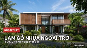 Mặt tiền biệt thự hiện đại sử dụng lam chắn nắng ngoại thất bằng gỗ nhựa cao cấp